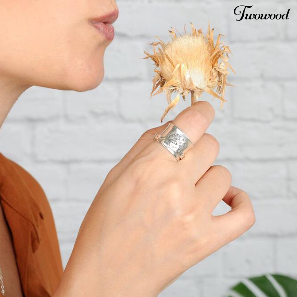 Cincin Wanita Bentuk Bunga Dandelion Spinner Gaya Vintage Untuk Pesta Pernikahan