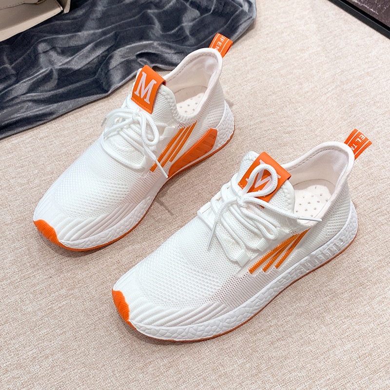 ❀ Chingu ❀ SEP016 (Tanpa Kotak) Sepatu Sneakers Wanita Motif M Ada 3Garis Ungu Sporty Model Korea Fashion Casual Sport Olahraga Import