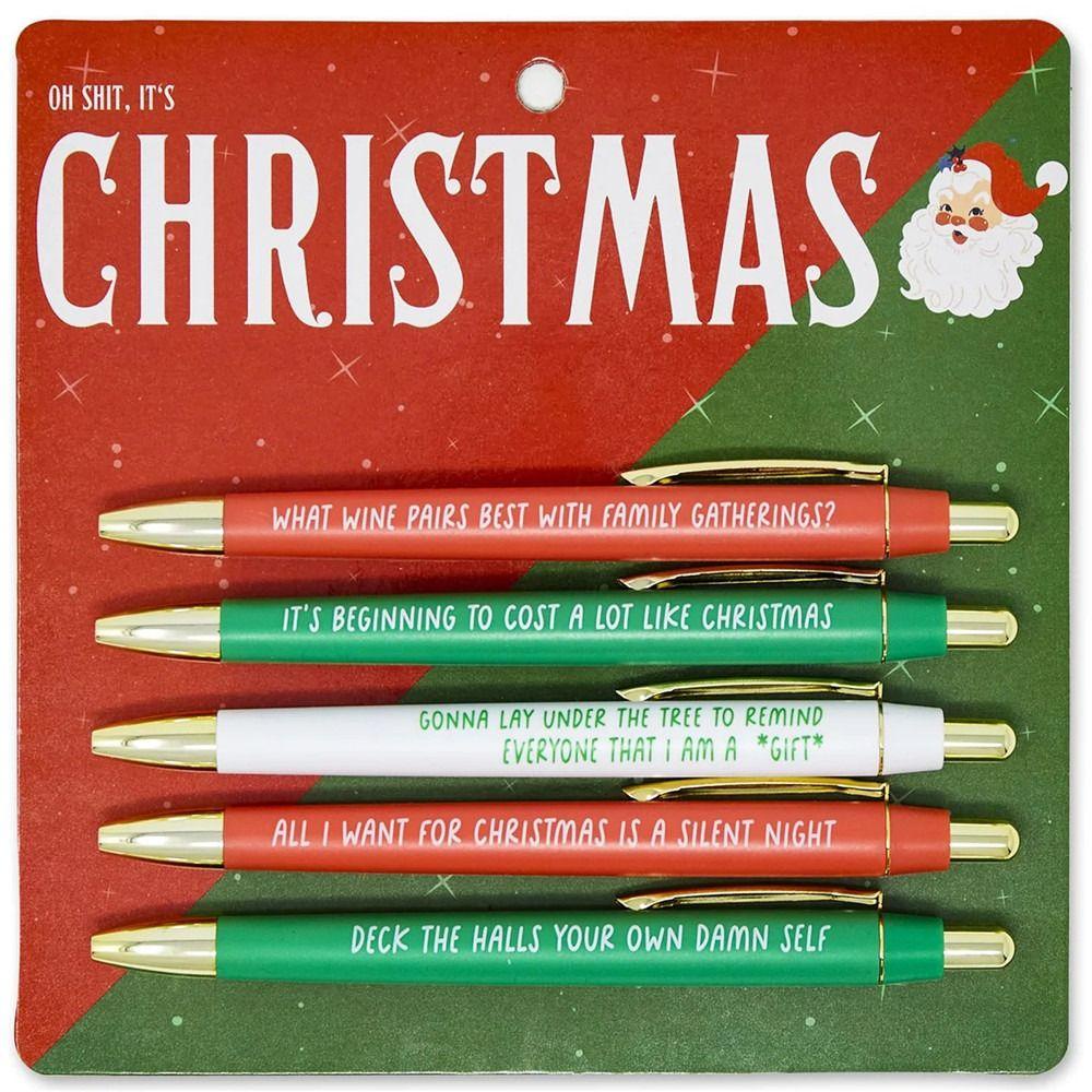 Populer 5 Pcs Set Pena Natal Anak-Anak Hadiah Tinta Tulis Pulpen Gel Pulpen Hitam Kantor Bolpoin