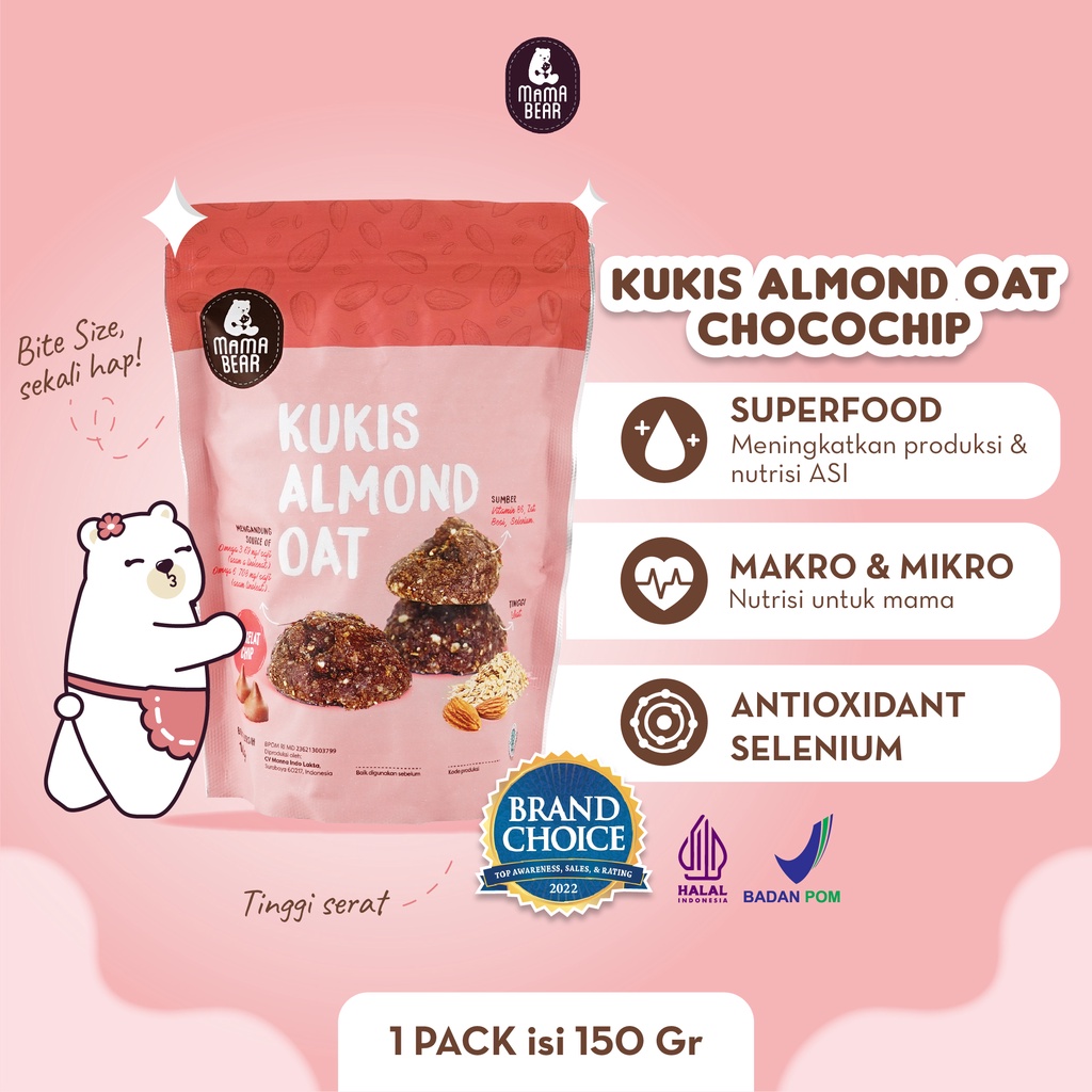 MAMABEAR Kukis Almond Oat Pelancar ASI | Mama Bear Kukis Cookies ASI Booster