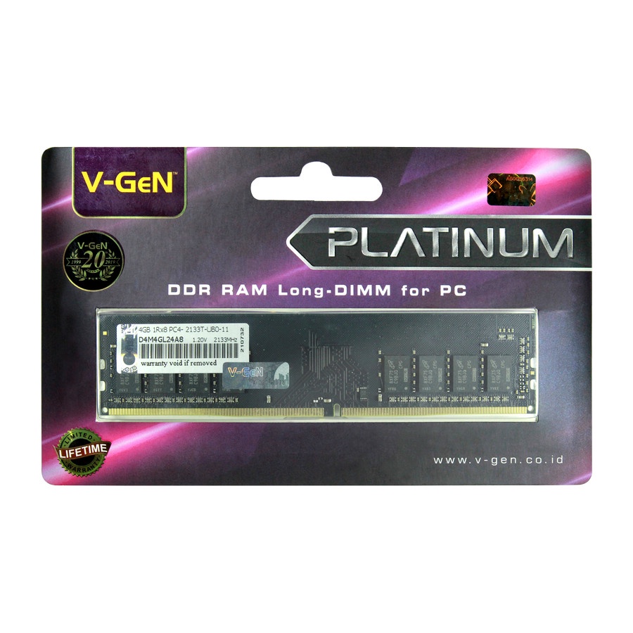 RAM DDR4 V-GeN Platinum 4GB PC17000/2133Mhz Long Dimm (Memory PC VGEN)