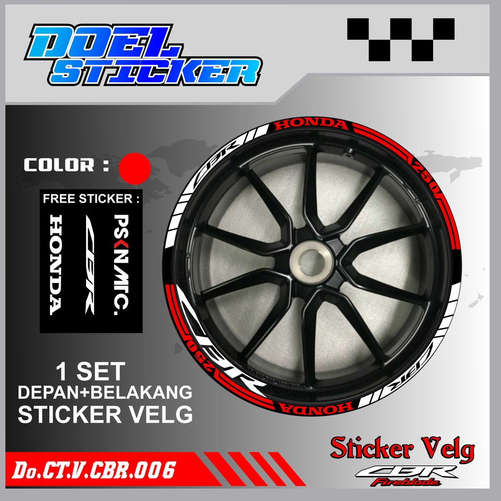 Stiker Cutting Velg CBR 150 Racing Lis List Variasi Custom Set Depan Belakang Doel 006