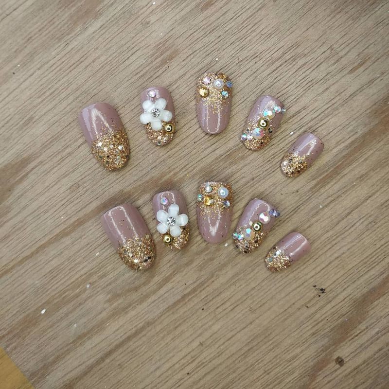 READY !!! Kuku Palsu, Kuku Palsu Free Lem Gel, Fake Nails, Kuku Handmade, Kuku Maroon wedding, Kuku Palsu Pengantin, Kuku Palsu  Nude