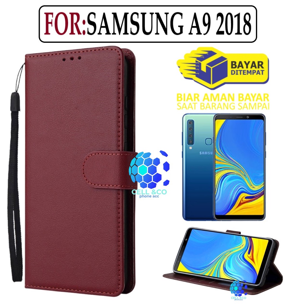 FLIP COVER SAMSUNG A9 2018 LEATHER WALLET PREMIUM FLIP CASE BUKA TUTUP KESING HP CASING FLIP CASE WALLET SAMSUNG GALAXY A9 2018