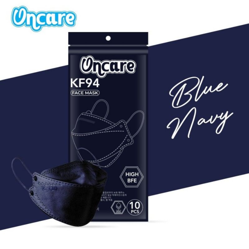 KF94 MASKER FACEMASK MOUSON / CAREION / ONCARE 4PLY ISI 10 PCS WARNA HITAM - PUTIH-NAVY ONCARE / KF94