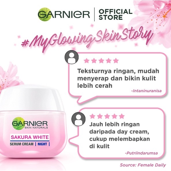 garnier cream serum sakura glow paket serum garnier serum &amp; cream (serum 30ml &amp; cream 50ml)