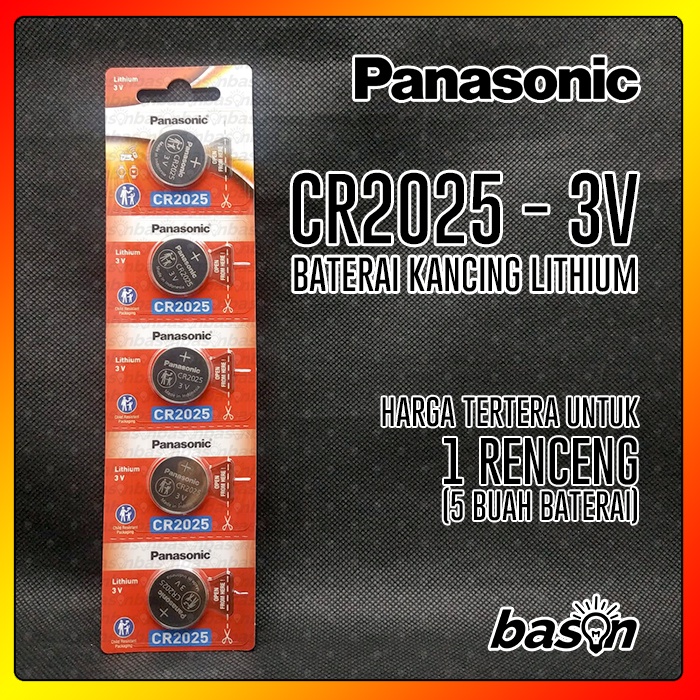 Baterai Panasonic CR2025 - Lithium Battery - Baterai Kancing isi 5 pcs