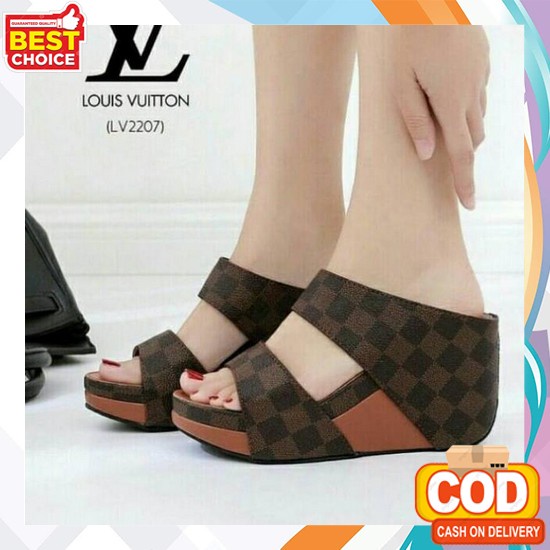 Sandal Wanita Tali Silang Wedges Import Remaja Selop Premium K2F5 Karet Kekinian Fashion Tertutup Pe
