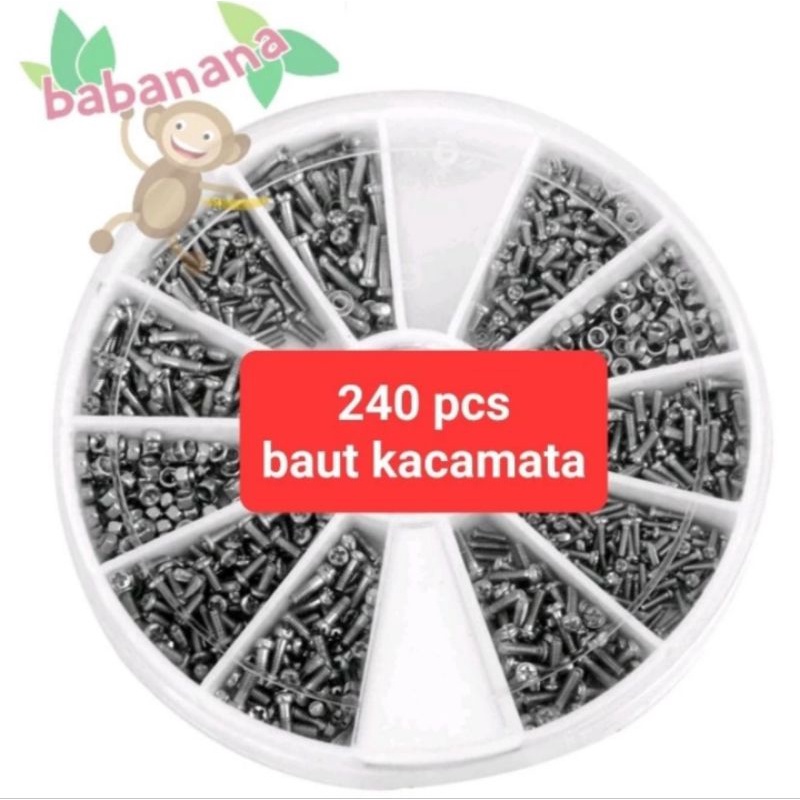 240pcs stainless bolt screw glasses baut kacamata jam sekrup mur skrup