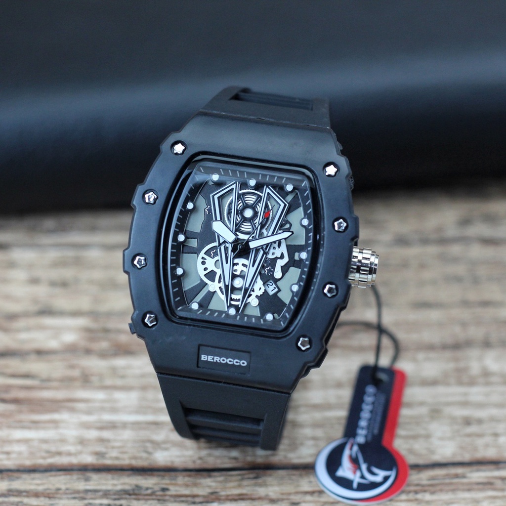BISA COD! Jam Tangan Pria Cowok BEROCCO Tanggal Aktif Fashion Import Murah Mewah BONUS BATERAI CADANGAN!