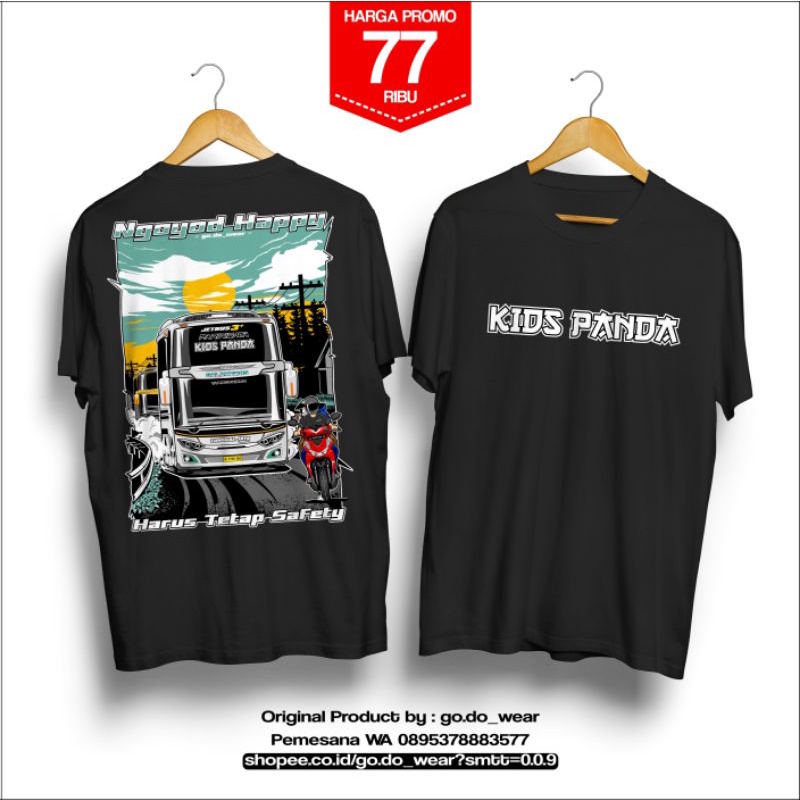 kaos busmania NGOYOD (Tunggal jaya Kids panda, black pink & Mooneys)
