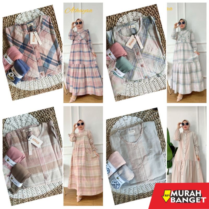 model gamis kombinasi polos terbaru 2022 Gamis dress athayaa original