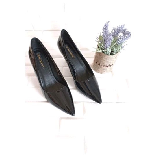 GENNY-Matahari ,Sepatu kerja High heels wanita 7 Cm Motif polos Warna Glossy