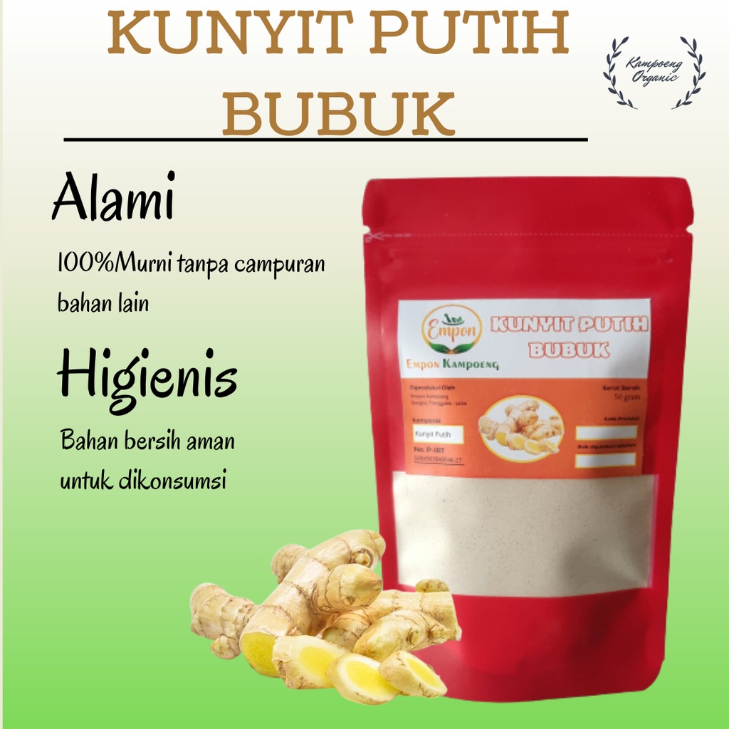 

Serbuk Jamu Kunyit Putih Kunir Putih Bubuk Rempah Minuman Herbal Tradisional Asli Murni Alami Organik Turmeric Powder