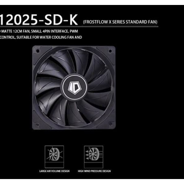 ID Cooling XF-12025 SD-K Black - 120mm Cooling Fan PWM Gaming Fan Case