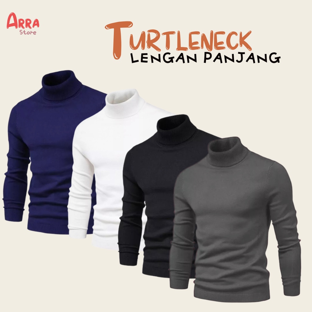 Sweater Turtleneck Rajut Pria Wanita Korea Kerah Tinggi Lengan Panjang