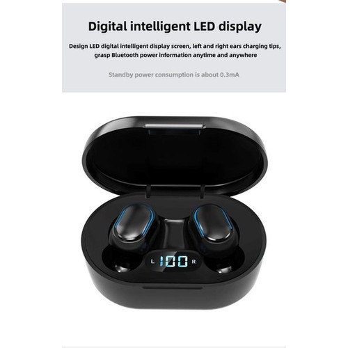 Headset Bluetooth E7S TWS Desain Digital Dengan Mic LED TWS Display