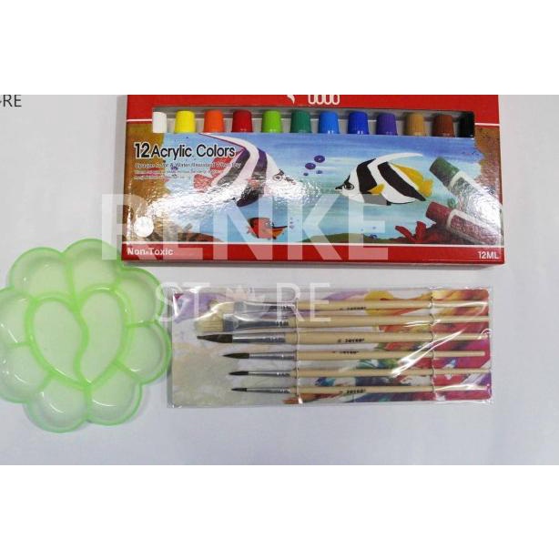 

Paket Menggambar / Lukis - Cat Acrylic / Akrilik Titi Kuas Palet Set