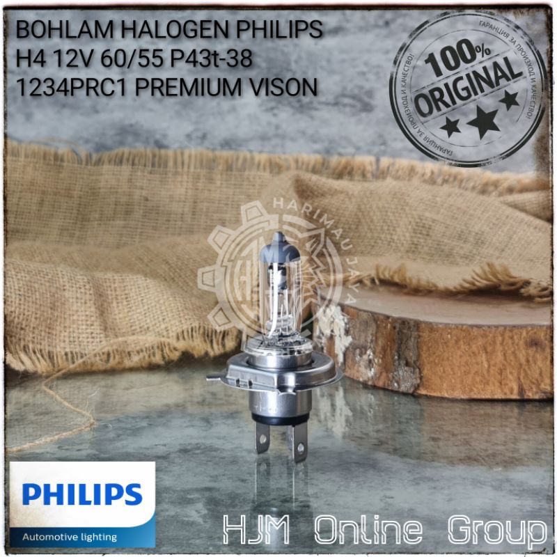 BOHLAM LAMPU HALOGEN PHILIPS H4 12V 60/55W P43t-38 ORIGINAL