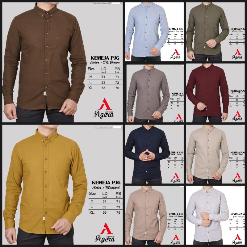 Agera vintage baju kemeja pria kerah formal lengan panjang original 2025