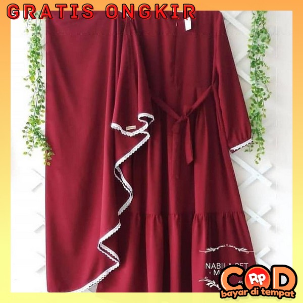 Dreas Muslim Pesta Kondangan Perempuan Syari Lebaran Dress Wanita Muslimah Kekinian Gamis Casual Kor