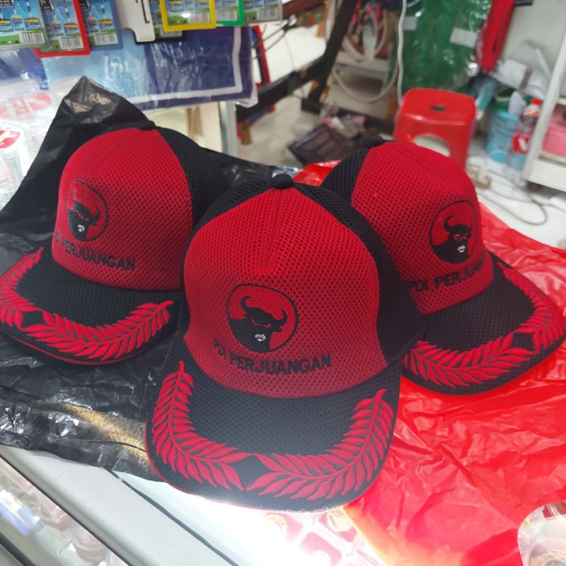 TOPI PDI PERJUANGAN/TOPI PDIP/PDI PERJUANGAN/TOPI PDIP DOUBLE MESs