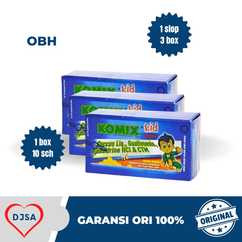 

Komix kid OBH honey obat batuk pilek masuk angin anak sirup 1 box 10 sachet @ 5 ml