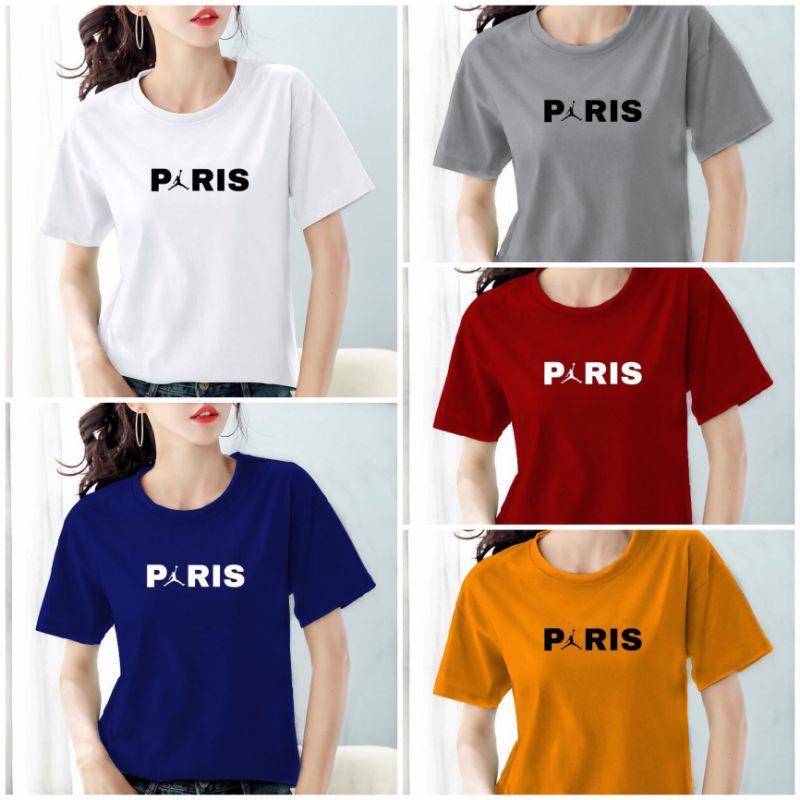 kaos Cewek Paris Baju Wanita Lengan Pendek Paris Cod