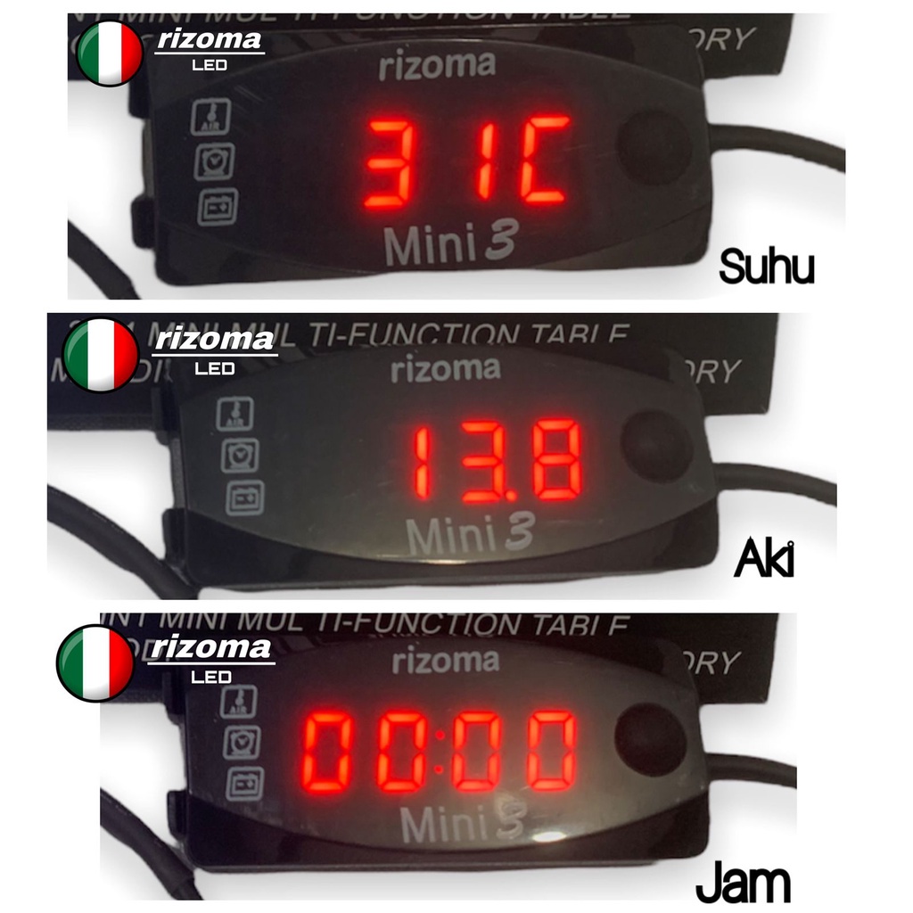 VolMeter Rizoma Motor Digital 3in1  Accu Aki jam