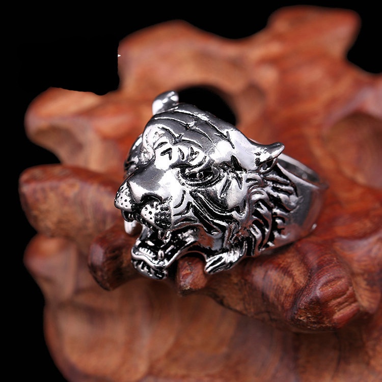 Cincin Desain Kepala Harimau Gaya vintage Eropa Amerika Untuk Pria