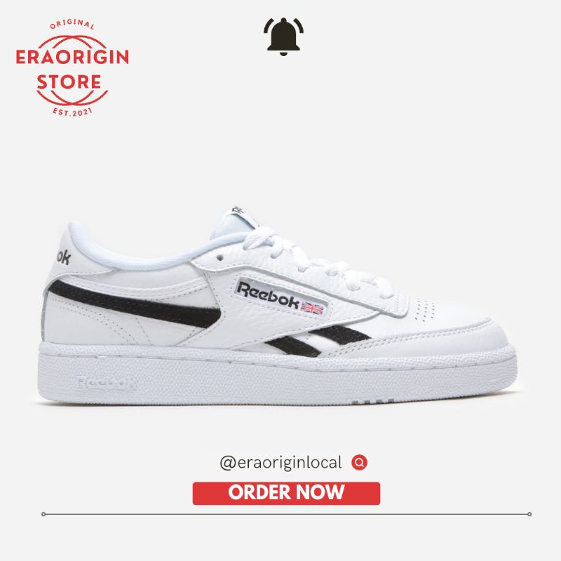 Sneakers Pria Reebok Club C Revenge White Black Original