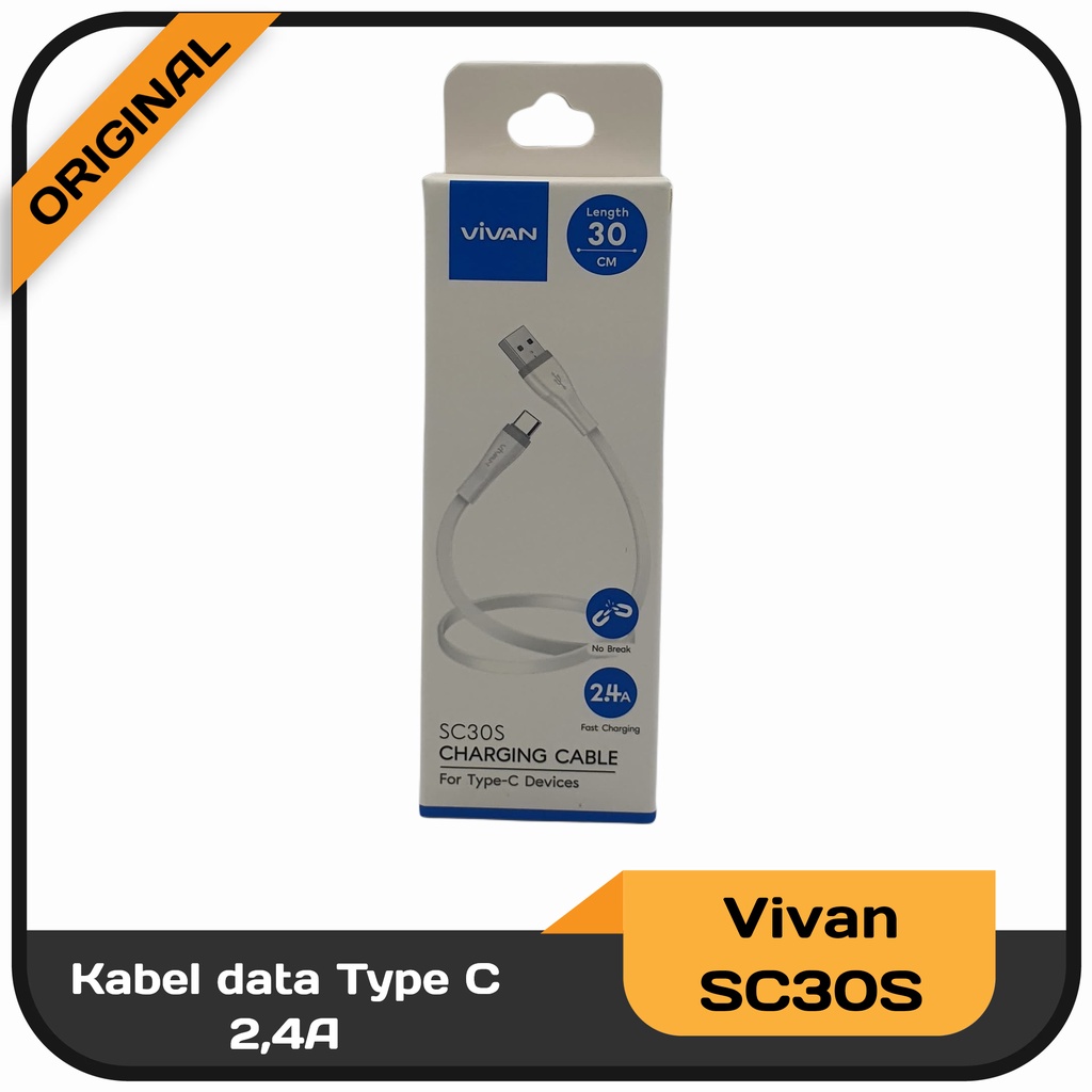 Kabel Data Powerbank 30 cm Vivan Fast Charging 2A - 2,4A