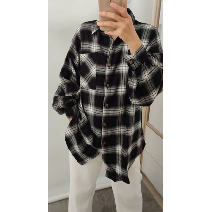 kemeja wanita/Tartan  oversized shirt