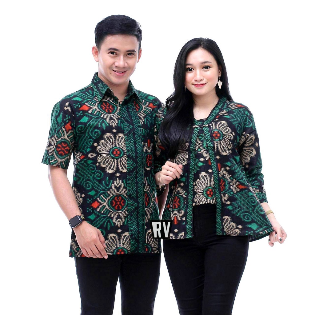 [ EDISI NATAL ] Batik Couple Pria Wanita Atasan Kemeja Batik Kecubung Hijau By Batikid