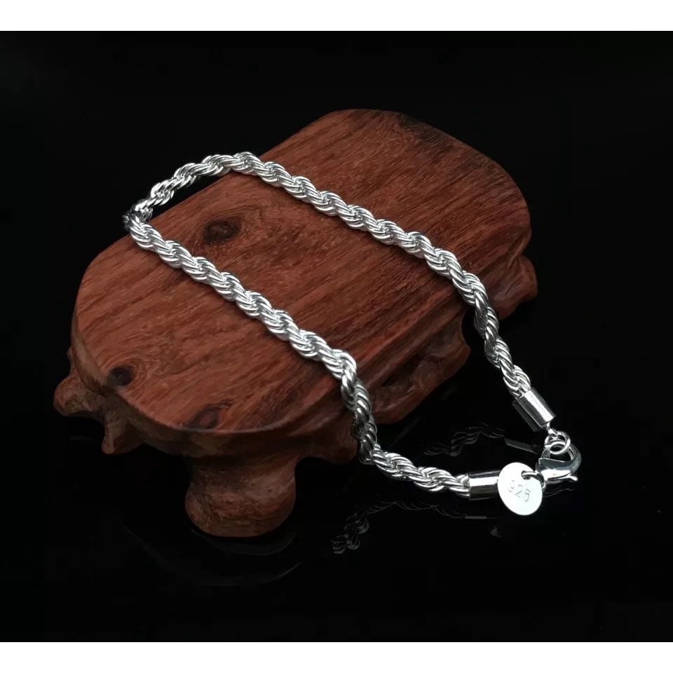 Gelang Tambang lilit Silver 19CM Fashion Pria Wanita Anti Karat Tidak Luntur Gelang Pria Wanita