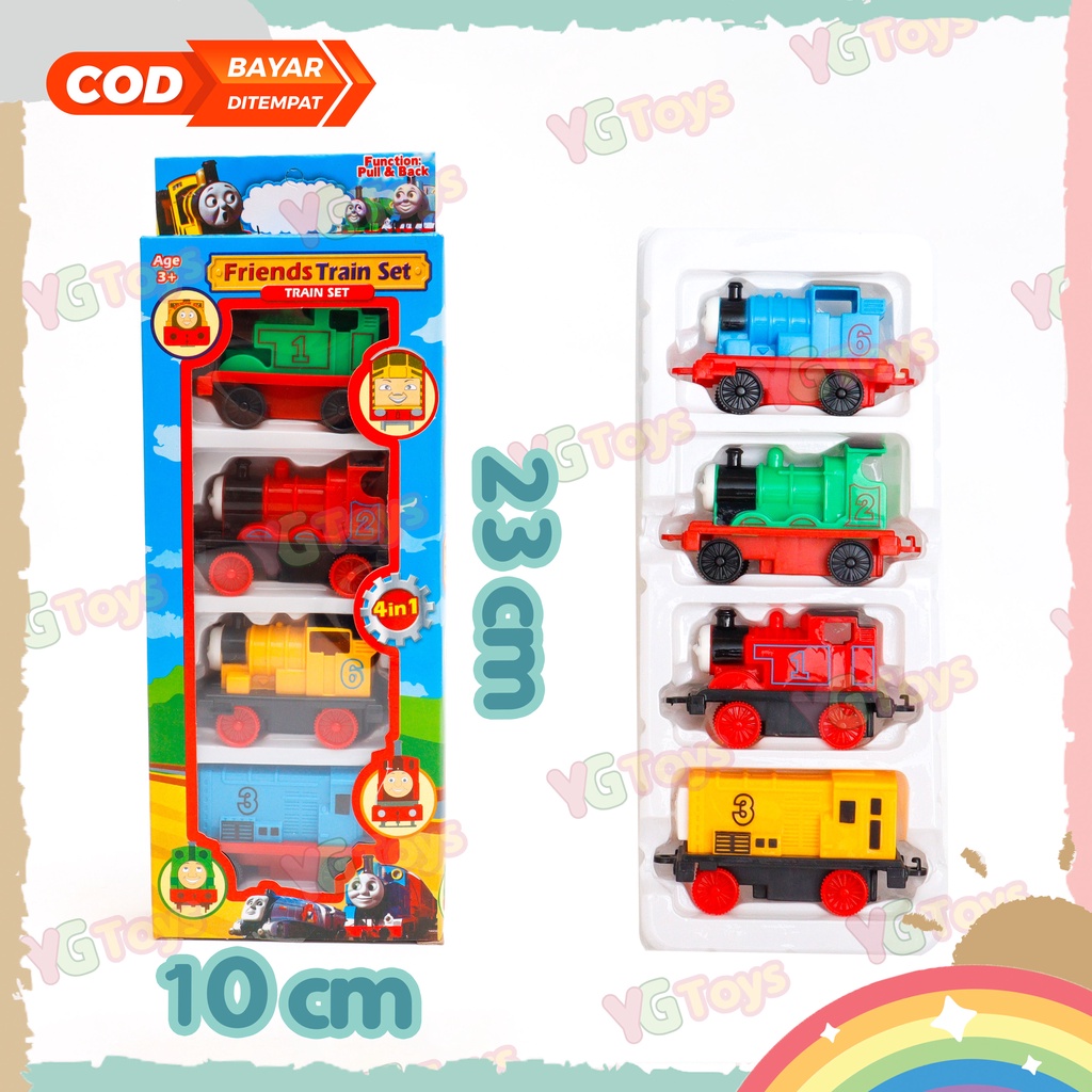 YGtoys Mainan Kereta Mobil Mobilan Friends Set isi 4 Pcs Mainan Anak Laki Laki Kereta Api Set