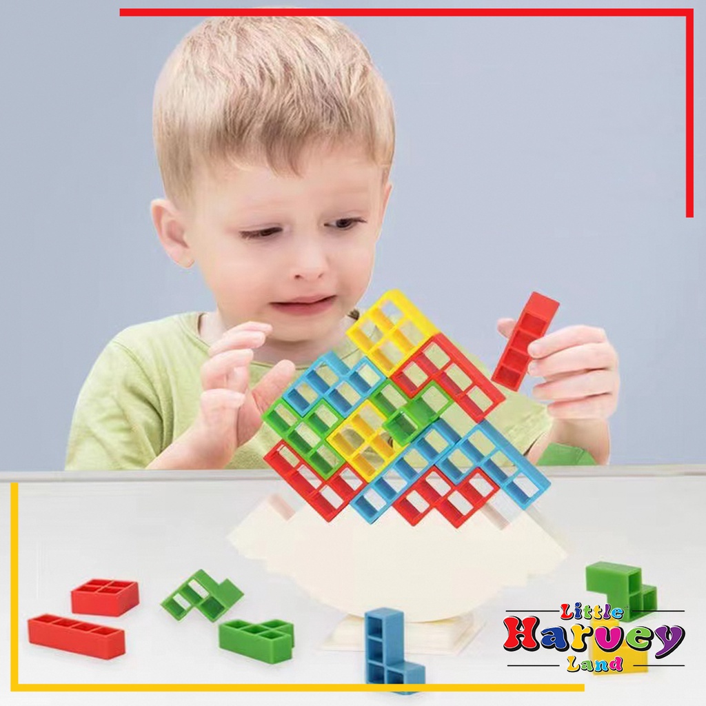 TETRA TOWER Mainan Edukasi Anak Perempuan Mainan Anak Laki Tetris Keseimbangan / Russian Tertis Balancing Brick Game Block