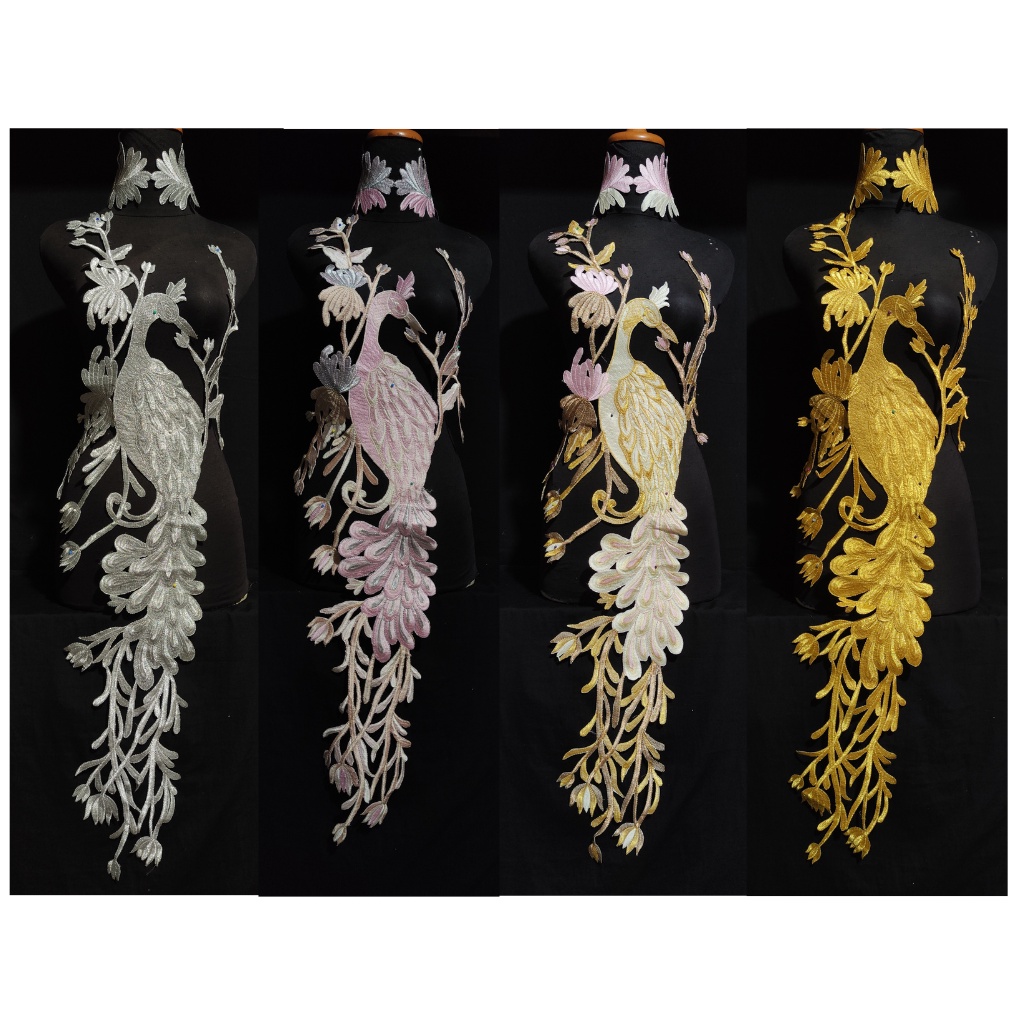 Renda Bordir Kebaya Gaun Pengantin Motif Burung Garuda