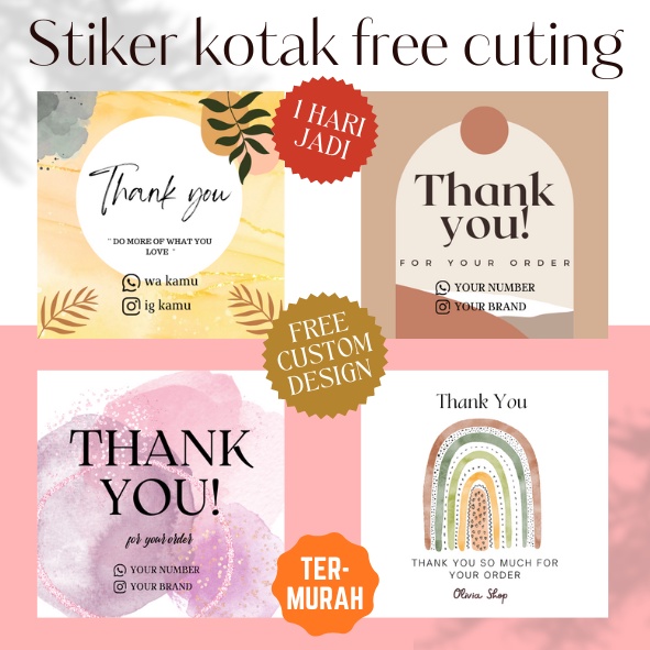 Jual Sticker Thank You Olshop Stiker Segel Free Desain Dan Cutting Thanks Stiker Online Shop