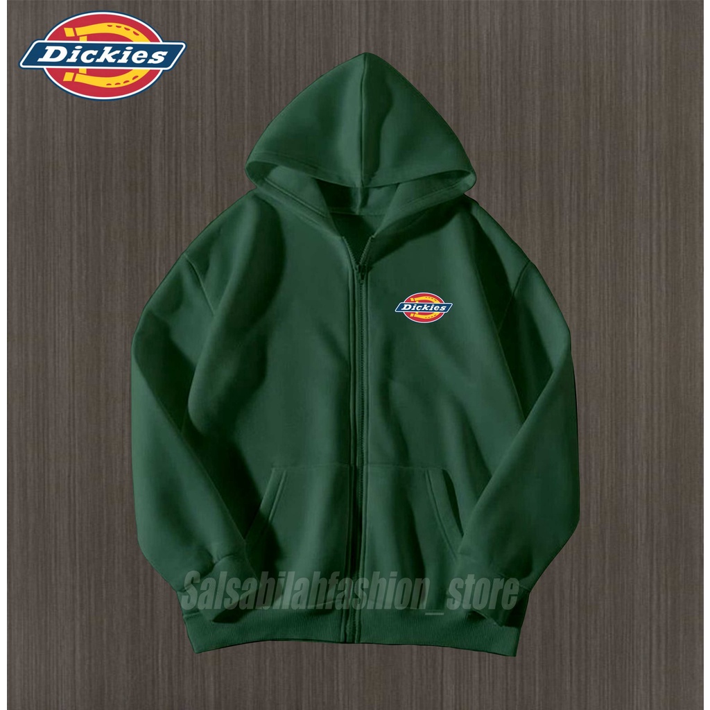 L,XL,XXL Jaket zipper hoodie DICKIES hitam