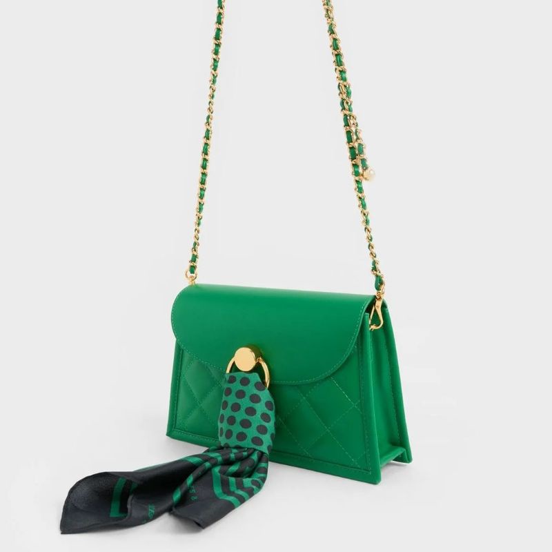 CK Roza Scarf Quilted Trapeze Bag