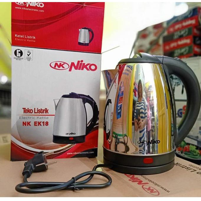 NIKO TEKO LISTRIK NK EK 18 ELECTRIC KETTLE STAINLESS 1,8 LITER