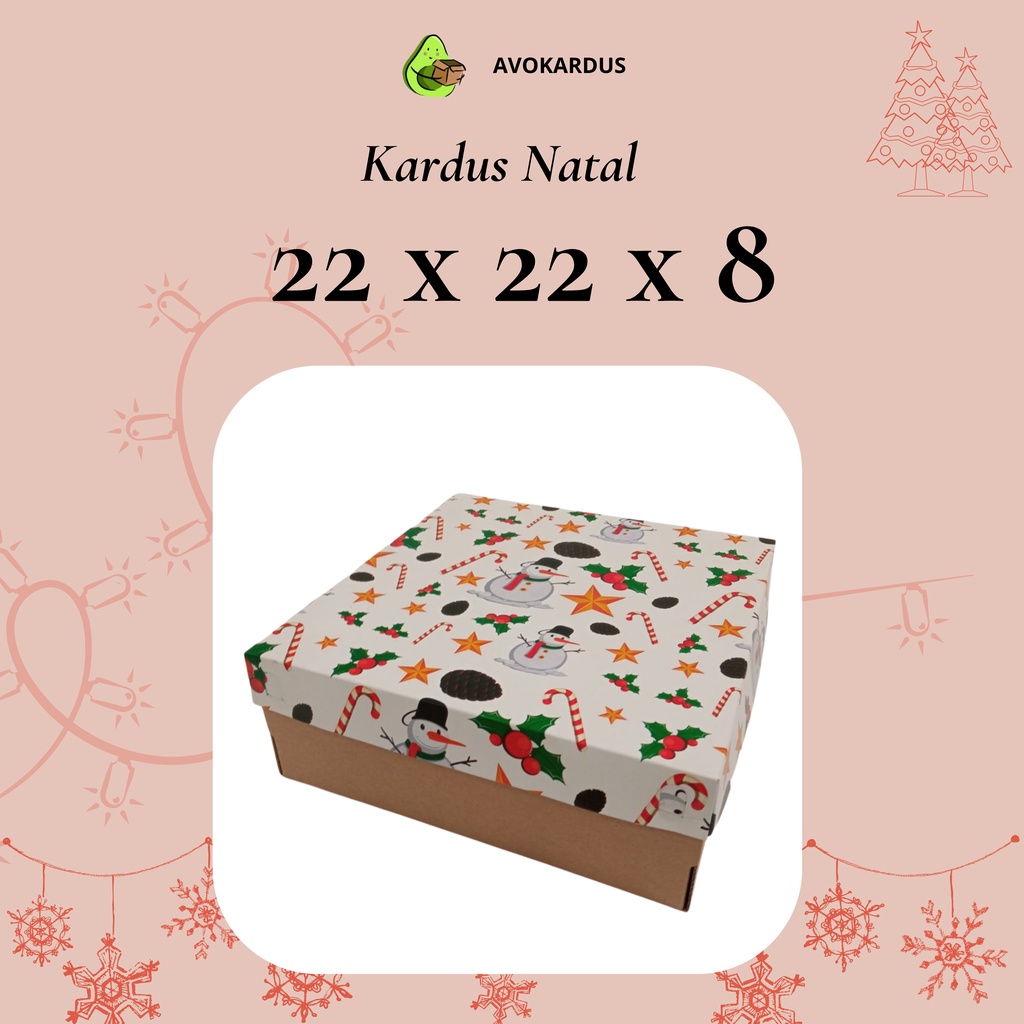 

Kardus Natal 22x22x8 Top Bottom Kotak Dus Kue Tart