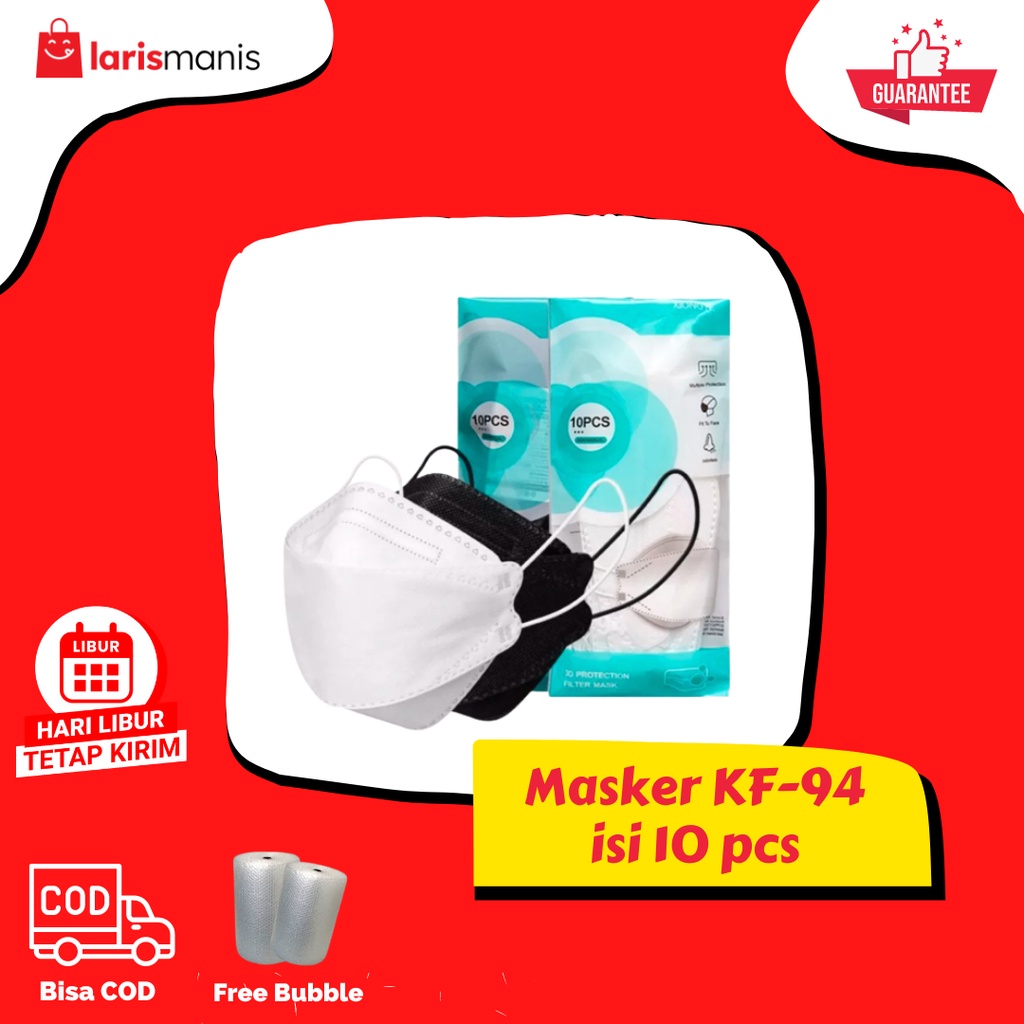 Masker KF94 4ply isi 10pcs Hitam Putih Masker Medis Masker Wajah Anti Debu Masker Anak Masker Dewasa Maker Anti Asap Masker Pelindung Wajah Dari Percikan Debu Masker Pelindung Muka