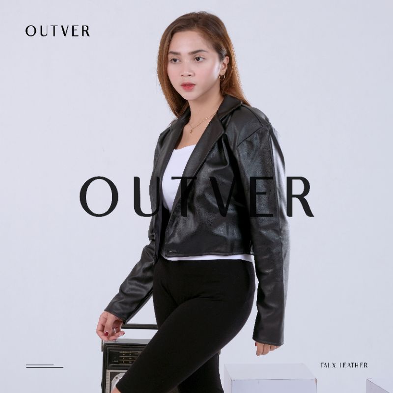 Leather Crop Blazer Women Premium Quality Crop Top Cewek Blazer Kulit Sintetis Faux Leather Wanita