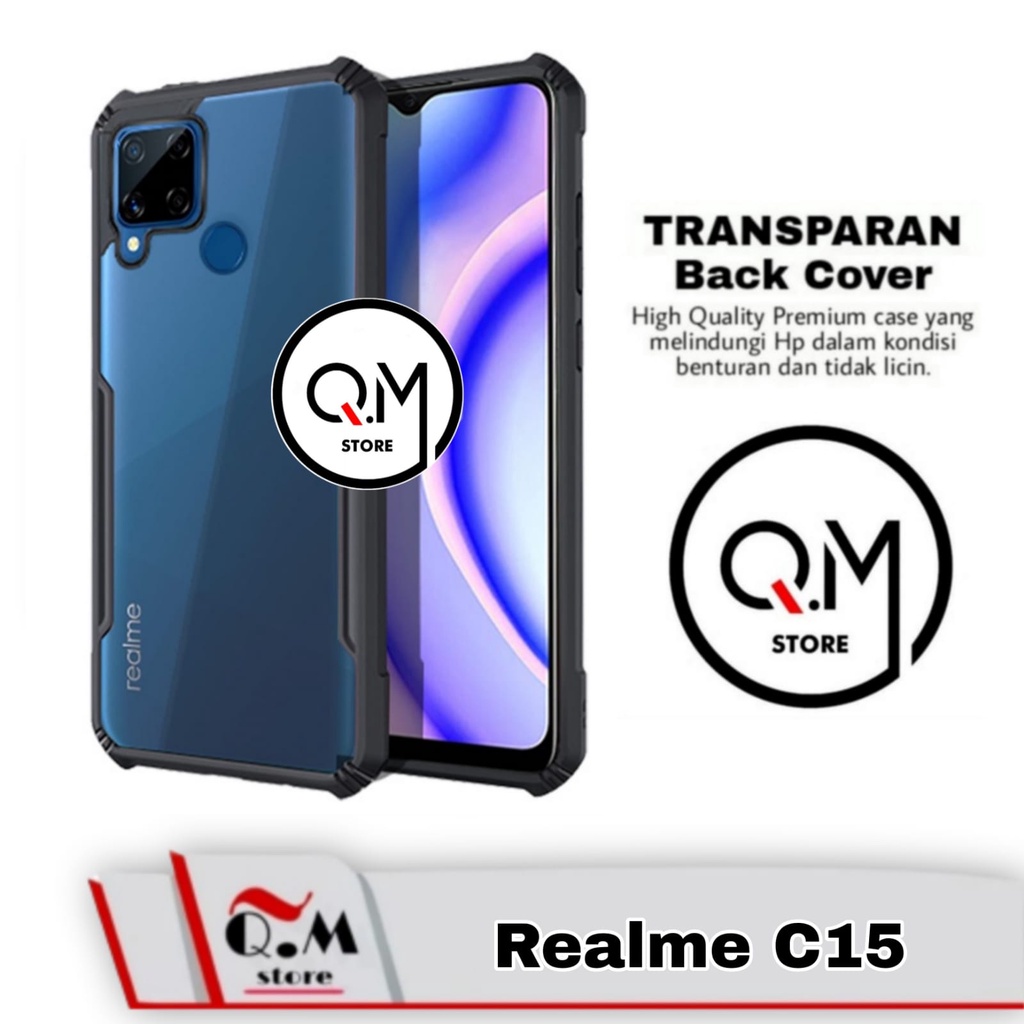 Case Realme C15 Shockproof Transparent Armor Casing Pelindung Back Cover