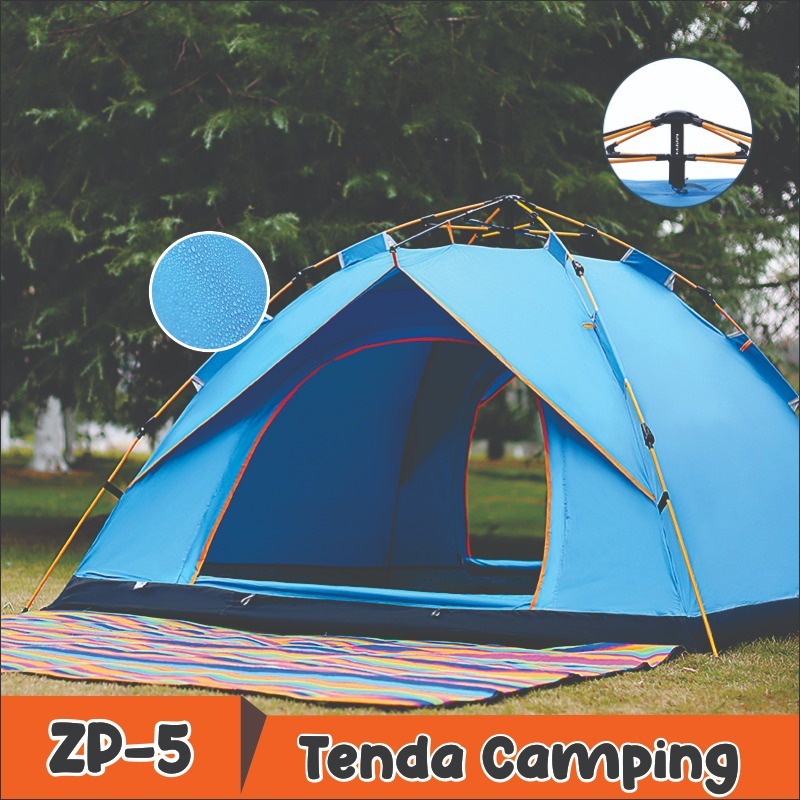 PROMO Tenda Camping Biru Kapasitas 1-3 Orang Tenda Otomatis Outdoor &amp; Indoor Tenda Gunung  -TERMURAH