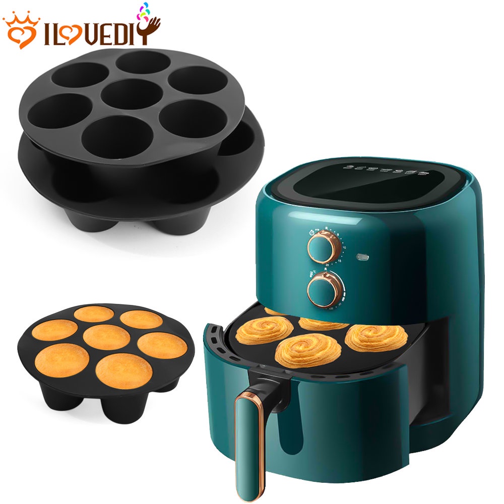 Reusable Bakeware Cetakan Silikon Kue7 /8Inch Es Loli Ice Cream Tray Bulat Muffin Roti Cup Mold No-sticky Pancake Baking Pan Untuk Air Fryer Pan Microwave Oven Kulkas