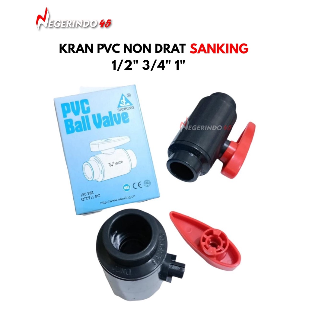 STOP KRAN PVC NON DRAT / BALL VALVE PVC POLOS SANKING 1/2&quot; 3/4&quot; 1&quot;/ BALL VALVE PVC KRAN AIR INDUSTRI