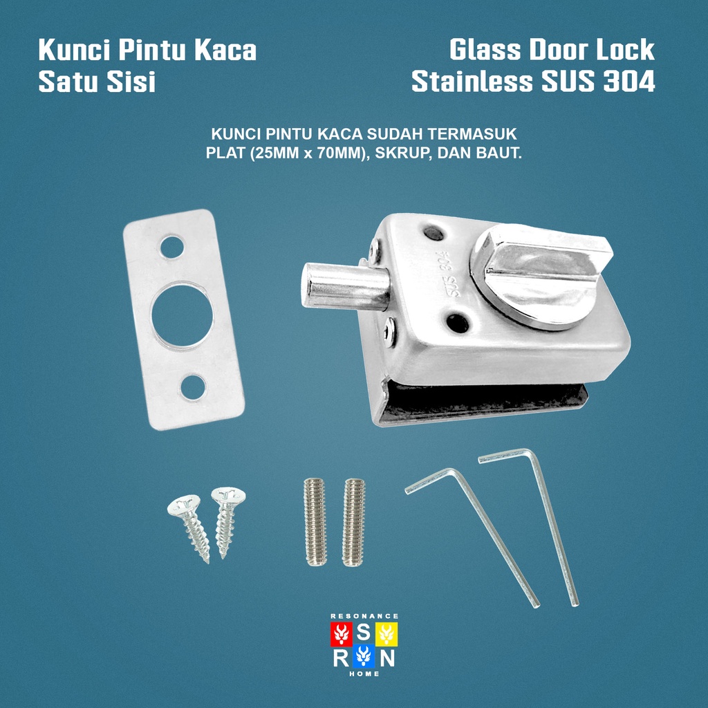 Kunci Pintu Kaca 10-12MM Kotak / Kunci Pintu Kaca Satu Sisi Resonance Home